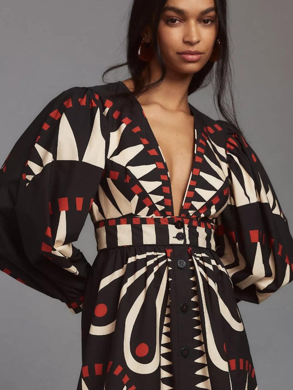 FARM Rio Black, White and Red Geometric Maxi Dress - Picture 8 of 8